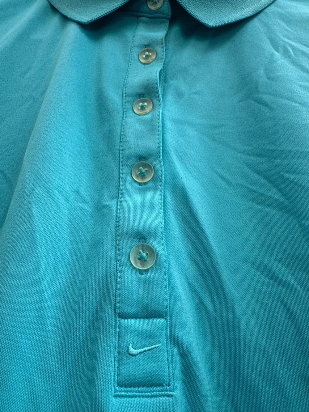 Nike DriFit Women's Turquoise Button-Down Polo Shirt